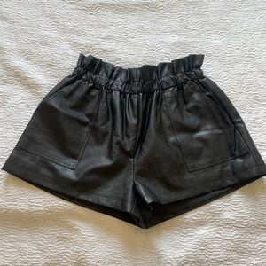 Comme Faux Leather Shorts, L